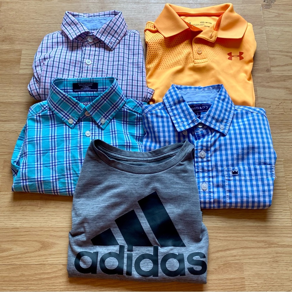 Lot of 5 Youth shirts. Size small(8) Izod, Under Armour, Adidas, Crown & Ivy